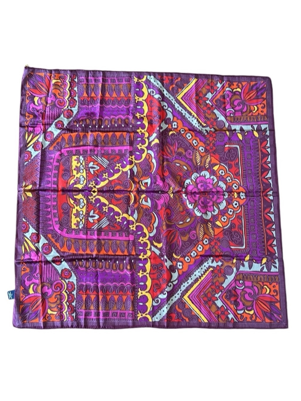 Honey Purple Printed 100% Silk Scarf Foulard Made in Japan